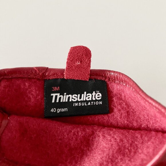 JESSICA Red Faux Leather Gloves with Thinsulate Lining - Size 7 - Picture 3 of 5